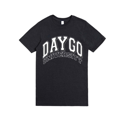 Daygo University Heather Black Shirt: WHITE