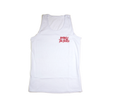Embroidered Logo Tank Top: White/Red