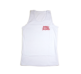Embroidered Logo Tank Top: White/Red