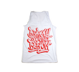 Embroidered Logo Tank Top: White/Red